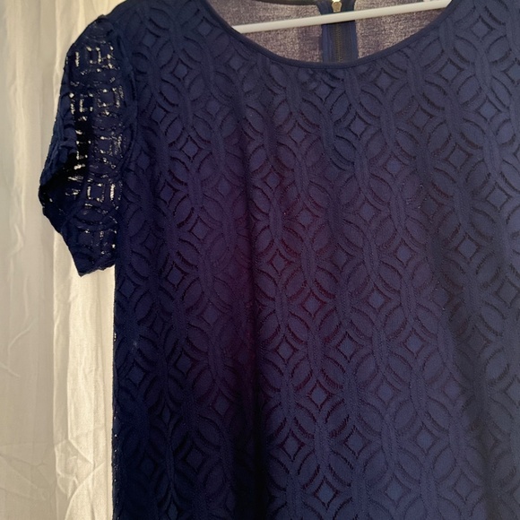 Market & Spruce Blue Lace Blouse - Picture 4 of 8